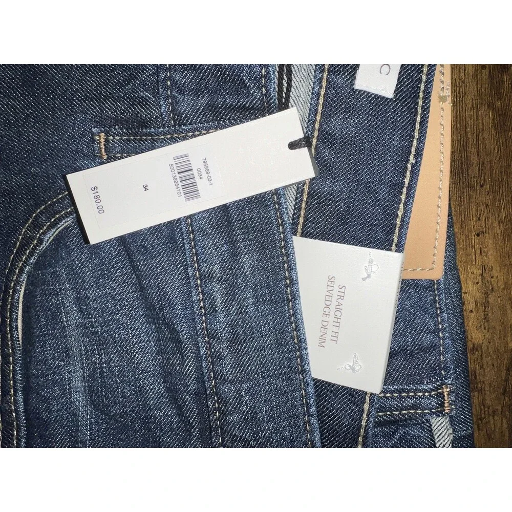 NWT! Banana Republic Straight Selvedge Jeans - Size 34 Dark Wash $180 - Picture 7 of 10
